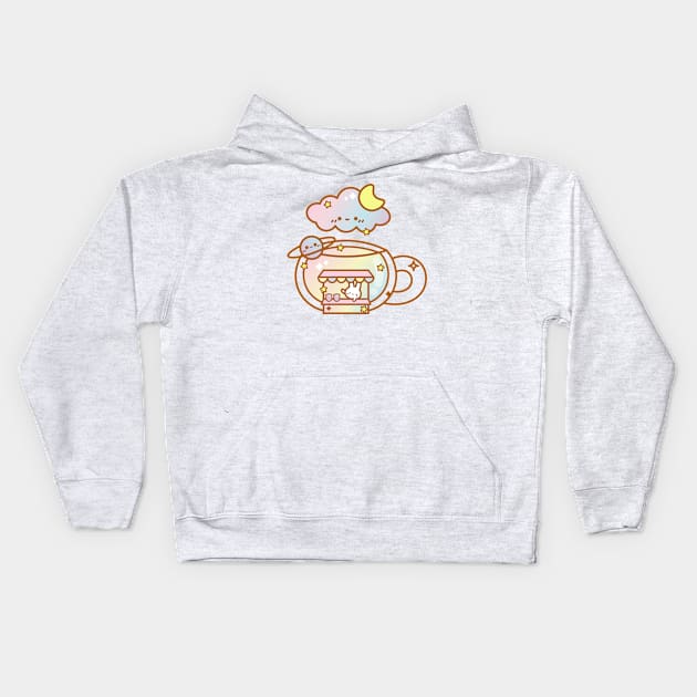 Rainbow Tea Cup Kids Hoodie by verciata